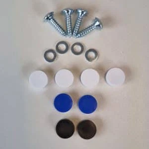 4 Nummernschildschrauben 4,8x19 mit Abdeckungen